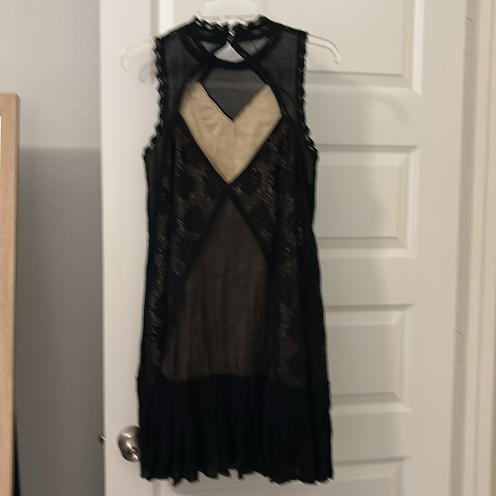 Free People Angel lace black babydoll dress SZ SM lined dark whimsy fairy boho - Picture 3 of 16